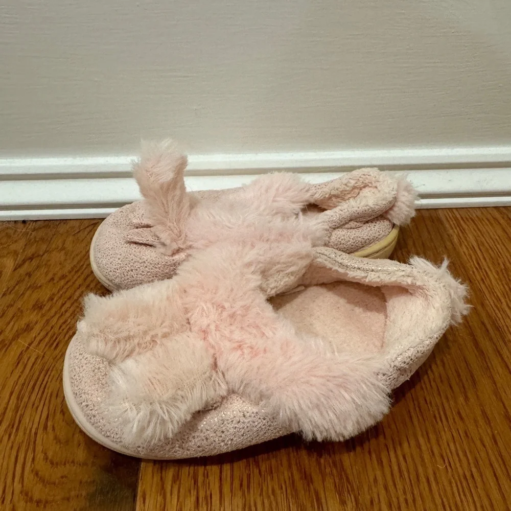 Wonder Nation Toddler Girls Size 7-8 Pink Bunny Slippers